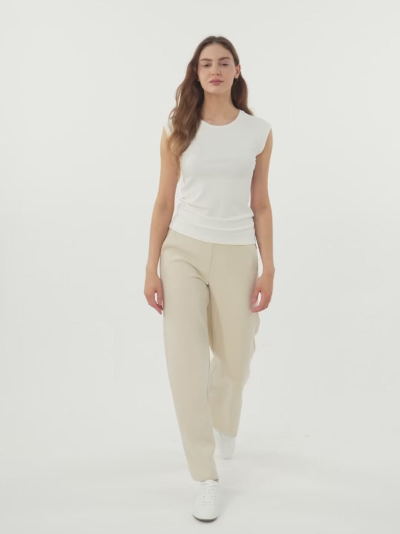 OGLmove Women's Textured Mid Rise Pull-on Straight Pant with Pockets