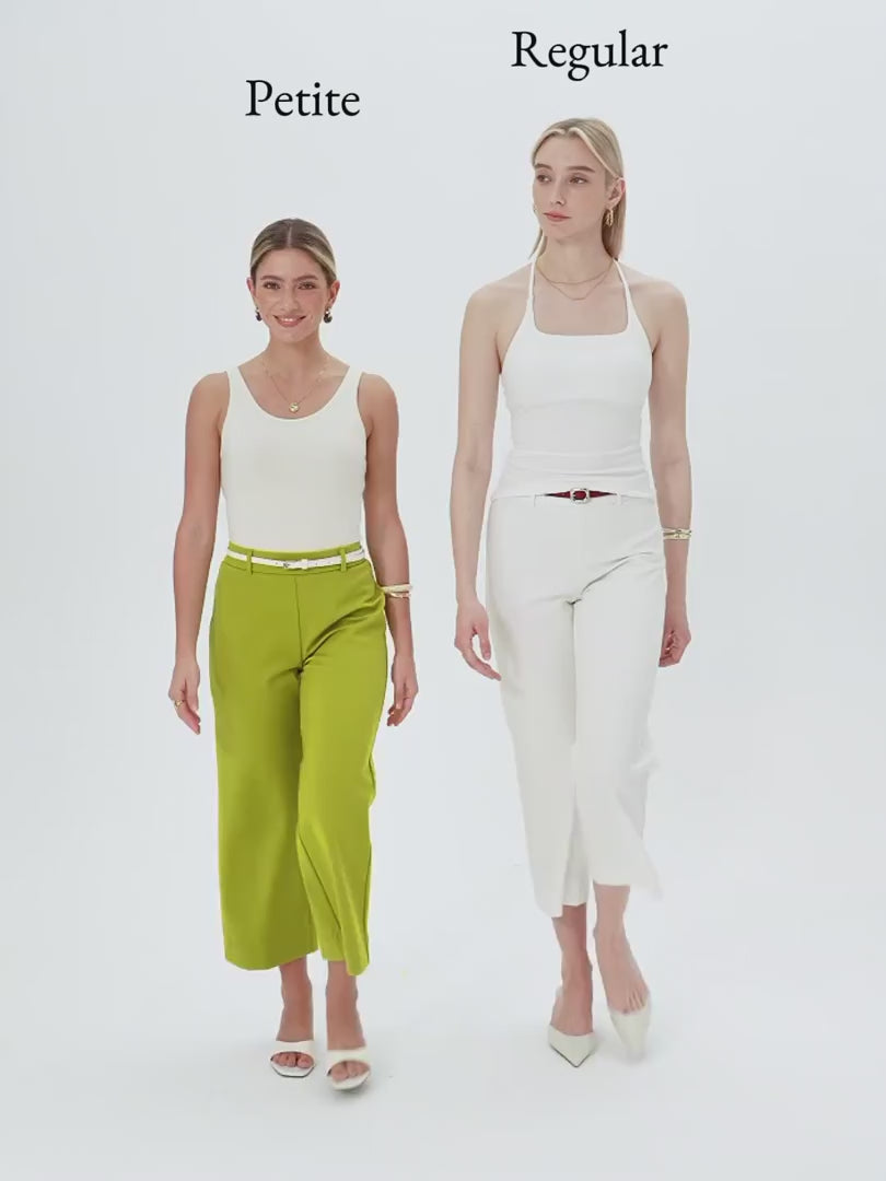 OGLmove Mid Rise Cropped Wide Leg Pants with Pockets