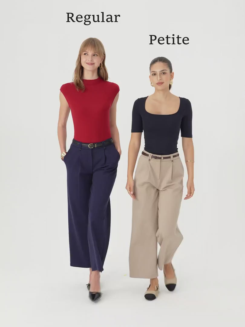 OGLmove Women's Ponte Low-Rise Straight Leg Ankle Pants with Pockets