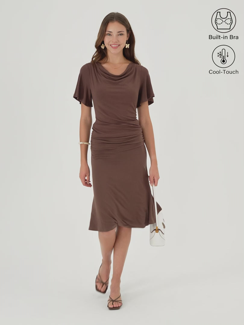 OGLmove Flutter Sleeve Bra Top and Midi Mermaid Skirt Set