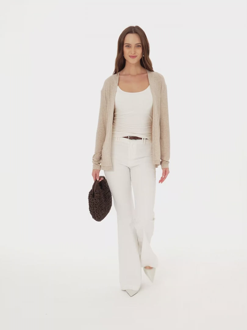 Women's Premium Lyocell-Wool Open-Front Long Sleeve Cardigan