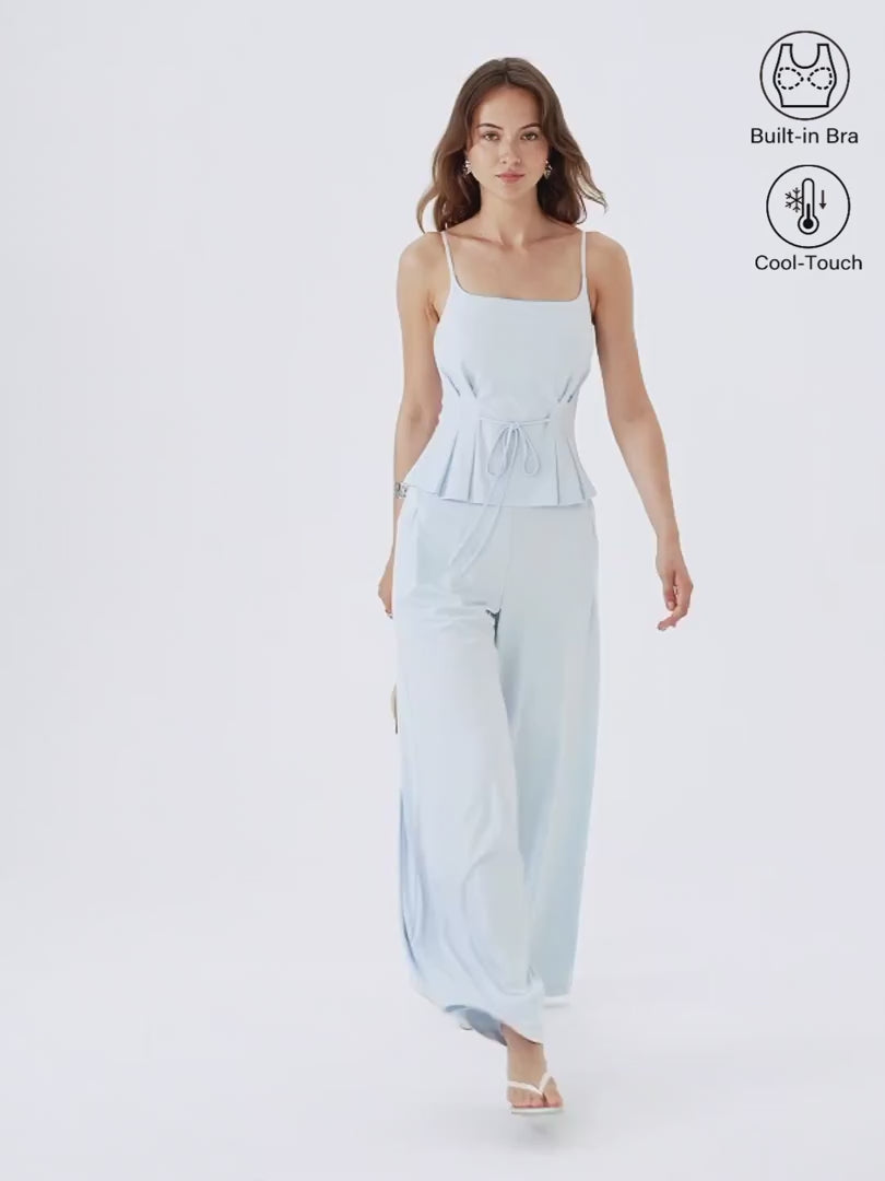 OGLmove Women's Spaghetti Bra Top & Wide Leg Pants Set