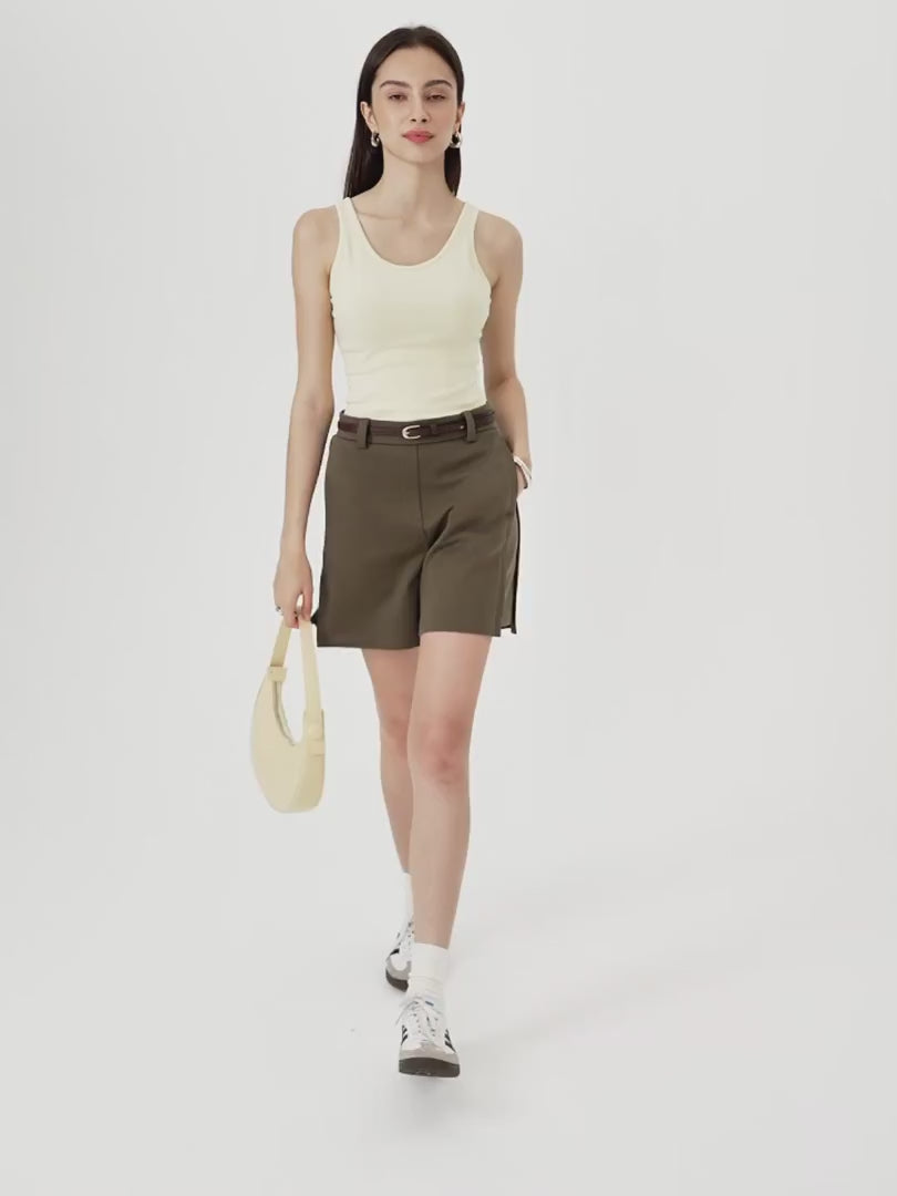 OGLmove Women's Air Cotton Mid-Rise Travel Shorts with Pockets